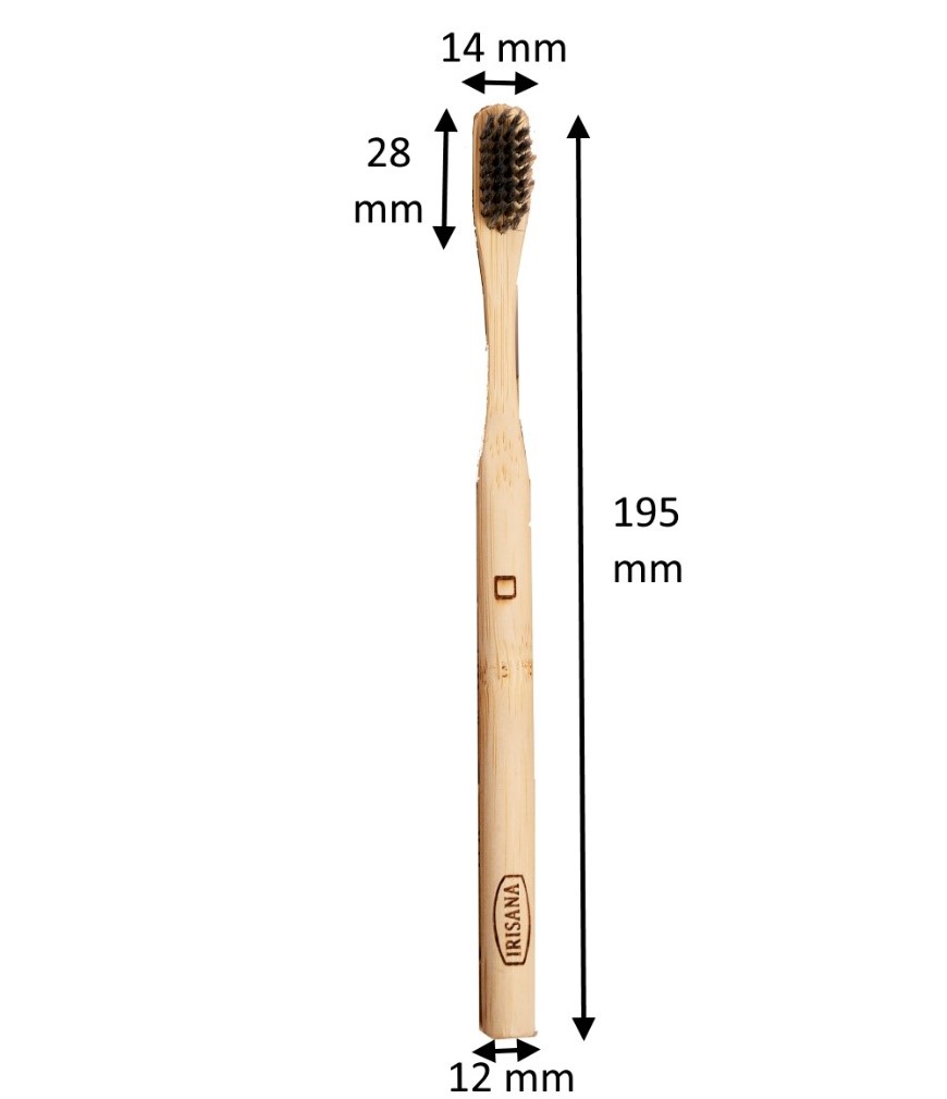 Medidas cepillo dental de bambú Irisana